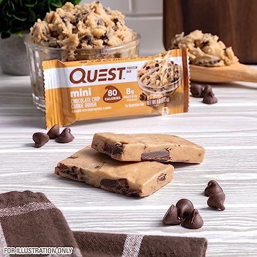Quest Nutrition Mini Chocolate Chip Cookie Dough Protein Bars, 8g Protein, 1g Sugar, 2g Net Carbs, Gluten Free, 14 Count