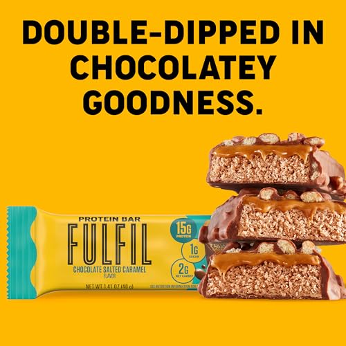 FULFIL Protein Snack Bars, NEW Recipe Chocolate Salted Caramel, 15g Protein, Pantry Staples, 12 Count, Packaging May Vary