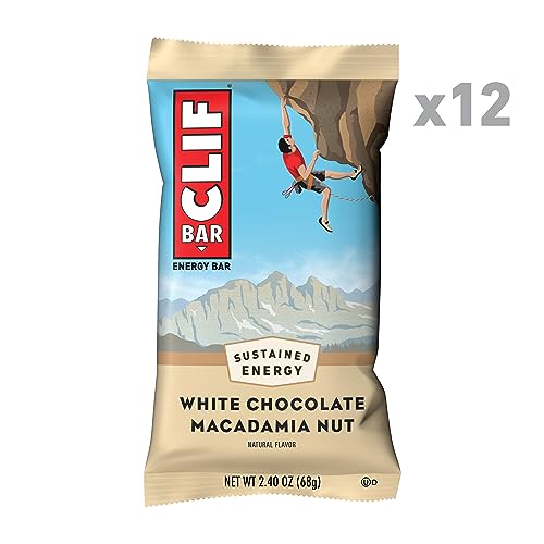 Clif Bar - White Chocolate Macadamia Nut Flavor - Made with Organic Oats - 9g Protein - Non-GMO - Plant Based - Energy Bars - 2.4 oz. (12 Pack)