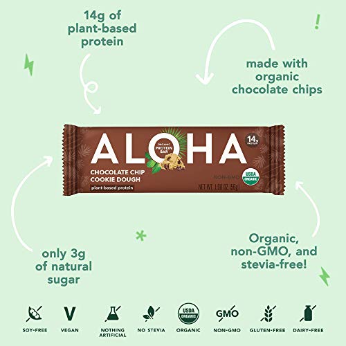 ALOHA Organic Plant-Based Protein bar, Chocolate Chip Cookie Dough, 1.98 Oz