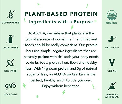ALOHA Organic Plant-Based Protein bar, Chocolate Chip Cookie Dough, 1.98 Oz