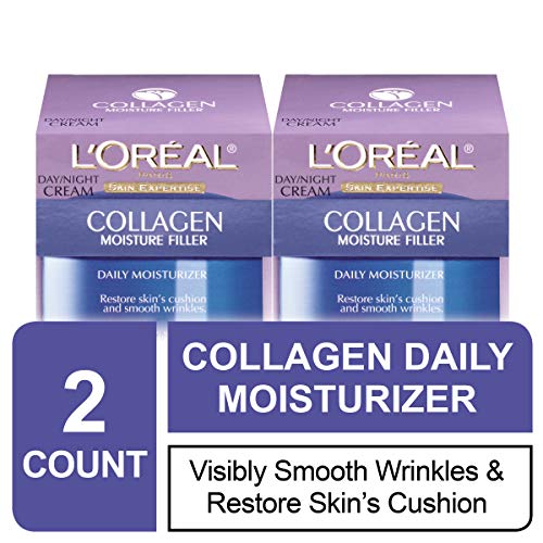 L'Oreal Paris Skincare Collagen Face Moisturizer, Day and Night Cream, Anti-Aging Face, Neck and Chest Cream to smooth skin and reduce wrinkles, 1.7 oz Pack of 2