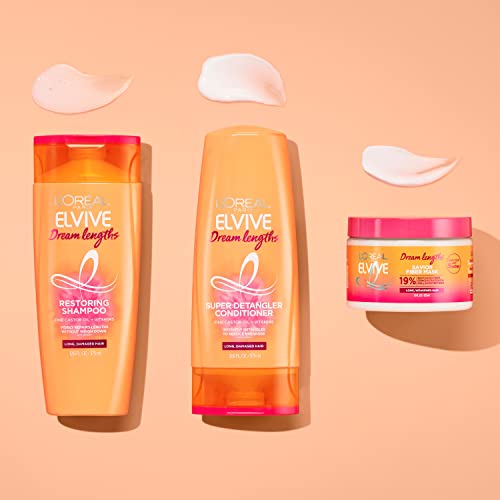 L'Oreal Paris Elvive Dream Lengths Savior Fiber Hair Mask with Collagen Peptides Concentrate to Revive and Restore, 3 Min Hair Treatment Formula, 12 Fl Oz