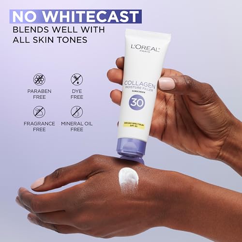 L'Oreal Paris Collagen Moisture Filler Face Cream with Broad Spectrum SPF 30, Anti-Aging Face Moisturizer and Daily Sunscreen For Face, Includes Face Serum Sample
