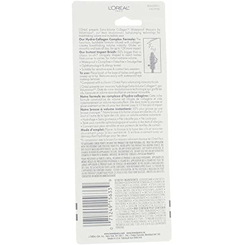 L'Oreal Paris Voluminous Extra-Volume Collagen Waterproof Mascara, Blackest Black [695] 0.34 oz