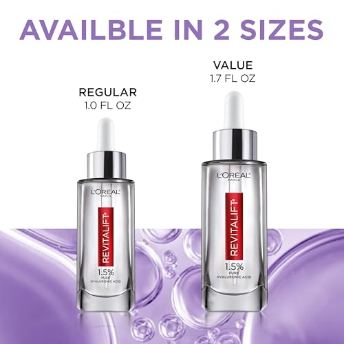 L'Oreal Paris Revitalift 1.5% Pure Hyaluronic Acid Face Serum, Hydrate & Reduce Wrinkles, Fragrance Free 1.7 oz