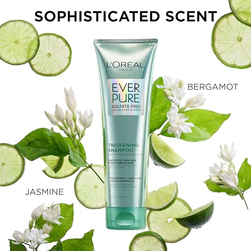 L'Oreal Paris Thickening Sulfate Free Conditioner, Thickens + Strengthens Thin, Fragile Hair, Hair Care with Rosemary Leaf, EverPure, 8.5 Fl Oz (Packaging May Vary)