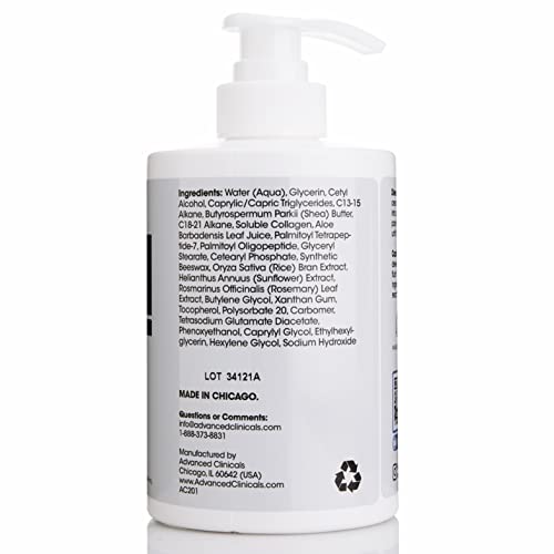 Advanced Clinicals Collagen Lotion + Peptide Cream Dry Skin Rescue Face & Body Moisturizing Skin Care Cream To Lift, Firm, & Tighten, Anti Aging Skincare Moisturizer Hydrates Skin, Large 15 Fl Oz