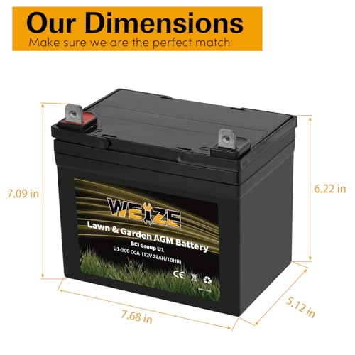 12V 300CCA BCI Group U1 SLA Lawn Battery