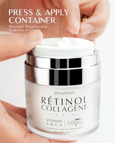 EnaSkin Retinol Face Moisturizer Collagen Cream, Rapid Wrinkles Repair, Day/Night Anti-Aging Facial Cream for Women & Men, Max. Hydration &Fight Fine Lines, 1.7 fl oz.