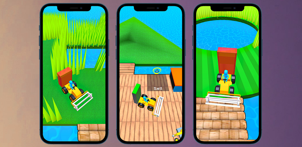 3D Stone Lawn Mower Grass Cutting Simulator Game