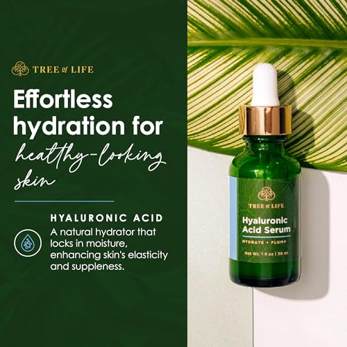 Tree of Life Hyaluronic Acid Serum, Skin Brightening Face Oil for Dark and Age Spots, Facial Serums for Dry and Sensitive Skin Care with Vitamin E for Soft Smooth Skin, 2 Fl Oz
