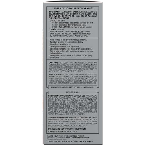 L'Oreal Paris Feria Multi-Faceted Shimmering Permanent Hair Color, B61 Downtown Brown (Hi-Lift Cool Brown), Pack of 1, Hair Dye