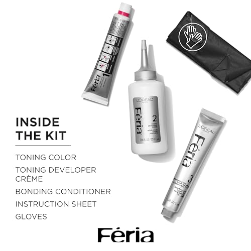 L’Oréal Paris Feria Toner, Long Lasting Anti-Brass Hair Toner for Brunettes, Vegan and Ammonia-Free Hair Care Formula, Iced Brunette, 1 Kit