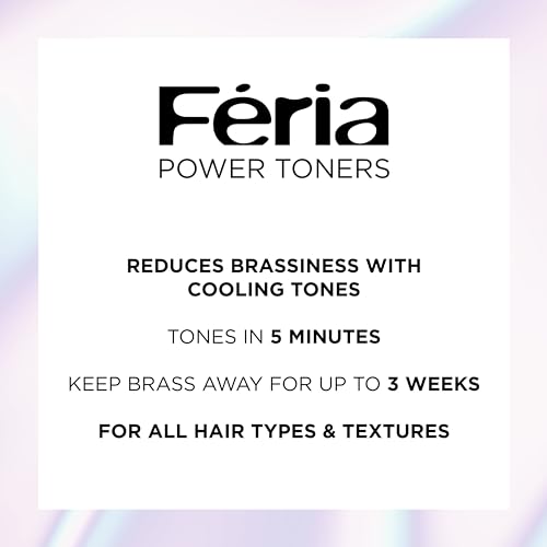 L'Oreal Paris Feria Long-Lasting Anti Brass Power Hair Toner, Ammonia Free Demi Permanent Hair Color, Pearl Blonde Hair Toner, 1 Application