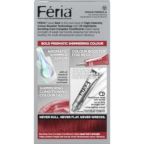 L'Oreal Paris Feria Multi-Faceted Shimmering Permanent Hair Color, R57 Cherry Crush (Intense Medium Auburn), Pack of 1, Hair Dye