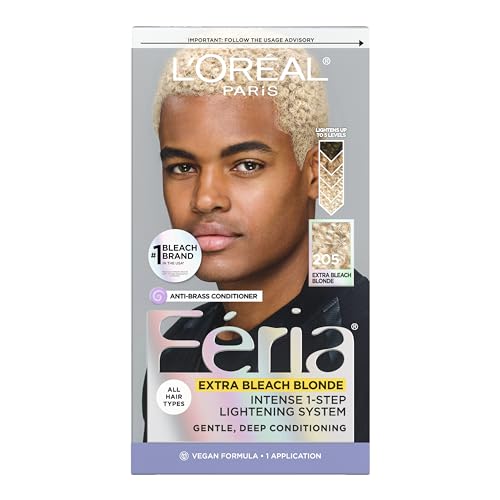 L'Oreal Paris Feria Multi-Faceted Shimmering Permanent Hair Color, 205 Bleach Blonding (Extra Bleach Blonde), Pack of 1, Hair Dye