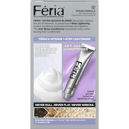 L'Oreal Paris Feria Multi-Faceted Shimmering Permanent Hair Color, 205 Bleach Blonding (Extra Bleach Blonde), Pack of 1, Hair Dye