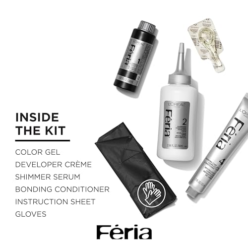 L'Oreal Paris Feria Multi-Faceted Shimmering Permanent Hair Color, High Intensity Hair Dye for 3X Highlights, 52 Auburn Rose, 1 Hair Dye Kit