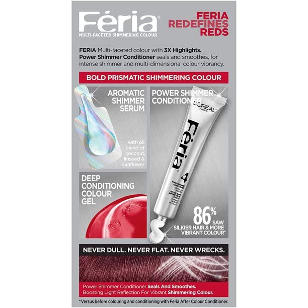 L'Oreal Paris Feria Multi-Faceted Shimmering Color3x Highlights#41 Rich Mahogany Hair Color For Women 1 Application