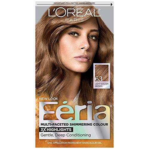 L'Oreal Paris Feria Multi-Faceted Shimmering Color, Light Golden Brown [63] 1 ea (Pack of 3)