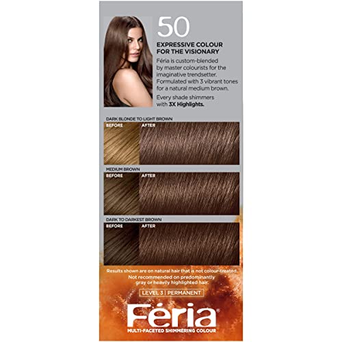 L'Oreal Paris Feria Multi-Faceted Shimmering Colour, Medium Brown [50]