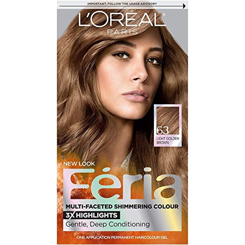 L'Oreal Paris Feria Multi-Faceted Shimmering Color, Light Golden Brown [63] 1 ea (Pack of 3)