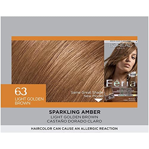 L'Oreal Paris Feria Multi-Faceted Shimmering Color, Light Golden Brown [63] 1 ea (Pack of 3)