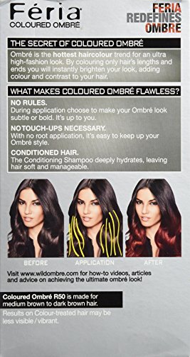 Feria Brush-on Ombre Effect Hair Color, R50 Ombre Red (Packaging May Vary)