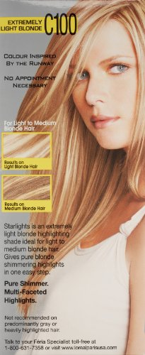 L'Oréal Paris Feria Multi-Faceted Shimmering Permanent Hair Color, C100 Star Lights Extreme (Highlighting Kit), 1 kit Hair Dye