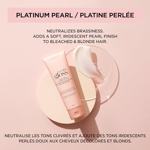 L'Oreal Paris Le Color Gloss One Step In-Shower Toning Hair Gloss for Bleached Hair, Neutralizes Brass, Conditions & Boosts Shine, Platinum Pearl, 4 Ounce