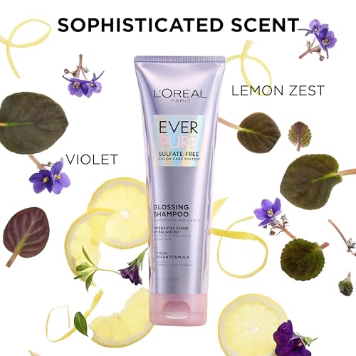 L'Oreal Paris Sulfate Free Glossing Conditioner, Intensifies Hair Shine & Smoothness, pH Balanced & Argan Oil Infused Vegan Hair Care, EverPure, 8.5 Fl Oz