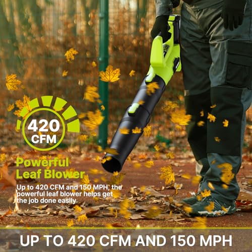 LEAPUL 21V Cordless Leaf Blower, 2 Batteries Included