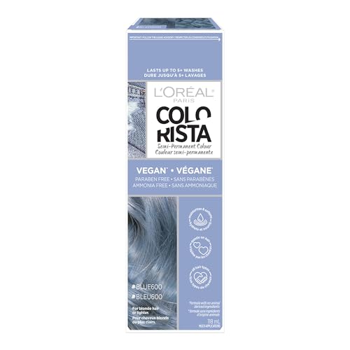 L'Oreal Paris Colorista Semi Permanent Hair Color for Bleached or Blonde Hair, Color Depositing Hair Mask Formula, Blue