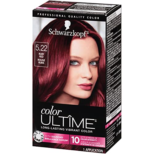 Schwarzkopf Color Ultime Hair Color, 5.22 Ruby Red, 1 Application - Permanent Red Hair Dye for Vivid Color Intensity and Fade-Resistant Shine up to 10 Weeks