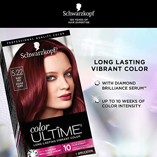 Schwarzkopf Color Ultime Hair Color, 5.22 Ruby Red, 1 Application - Permanent Red Hair Dye for Vivid Color Intensity and Fade-Resistant Shine up to 10 Weeks