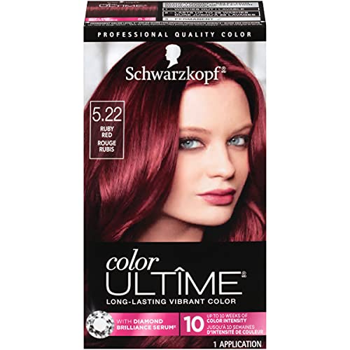 Schwarzkopf Color Ultime Hair Color, 5.22 Ruby Red, 1 Application - Permanent Red Hair Dye for Vivid Color Intensity and Fade-Resistant Shine up to 10 Weeks