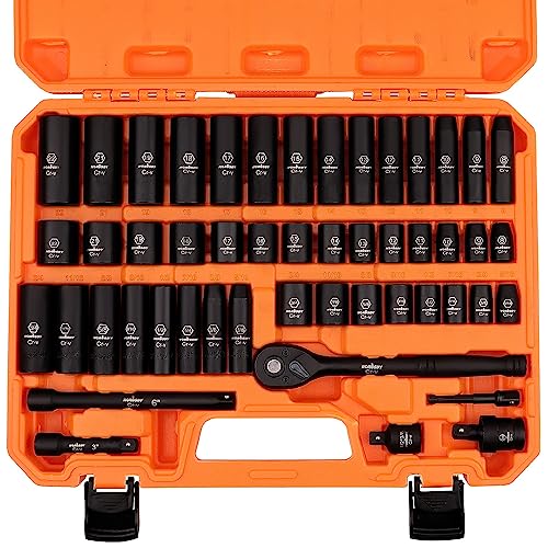 HORUSDY 50-Piece Impact Socket Set, Standard & Metric