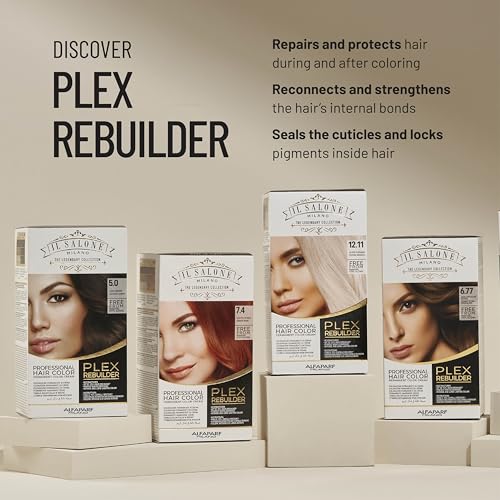 Il Salone Milano Plex Rebuilder Permanent Hair Color Cream - 7.4 Copper Blonde Professional Hair Dye Kit for a Natural Gloss & Glaze - Paraffin, Paraben, and Alcohol Free