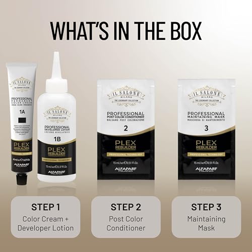 Il Salone Milano Plex Rebuilder Permanent Hair Color Cream - 7.4 Copper Blonde Professional Hair Dye Kit for a Natural Gloss & Glaze - Paraffin, Paraben, and Alcohol Free