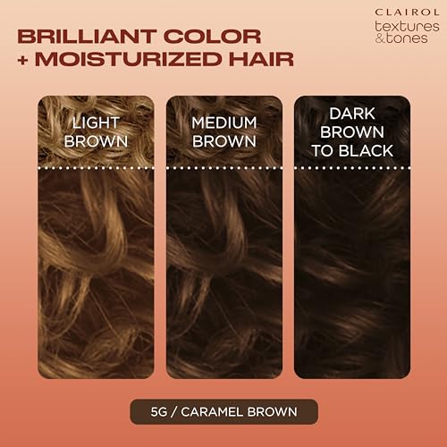 Clairol Textures & Tones Permanent Hair Dye, 5G Caramel Brown Hair Color, Pack of 1