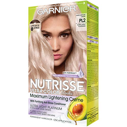 Garnier Hair Color Nutrisse Ultra Color Nourishing Creme, PL2 Ultra Light Platinum (Mascarpone Crème) Permanent Hair Dye, 1 Count (Packaging May Vary)