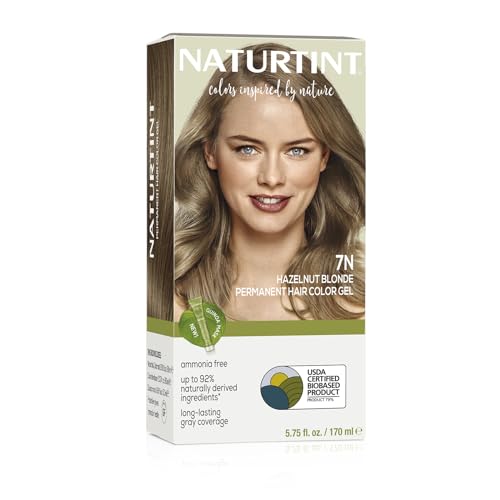 Naturtint Permanent Hair Color 7N Hazelnut Blonde (Pack of 1), Ammonia Free, Vegan, Cruelty Free, up to 100% Gray Coverage, Long Lasting Results (Packaging may vary)