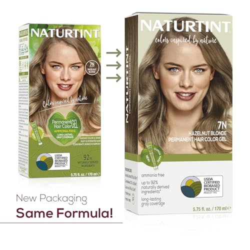Naturtint Permanent Hair Color 7N Hazelnut Blonde (Pack of 1), Ammonia Free, Vegan, Cruelty Free, up to 100% Gray Coverage, Long Lasting Results (Packaging may vary)