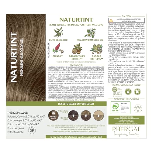 Naturtint Permanent Hair Color 7N Hazelnut Blonde (Pack of 1), Ammonia Free, Vegan, Cruelty Free, up to 100% Gray Coverage, Long Lasting Results (Packaging may vary)