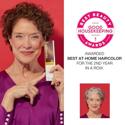 AGE beautiful Permanent Hair Color Dye Liqui Creme | 100% Gray Coverage | Anti-Aging Haircolor | Biotin for Thicker, Fuller Hair | Professional Salon Coloring | 4V Dark Plum Brown