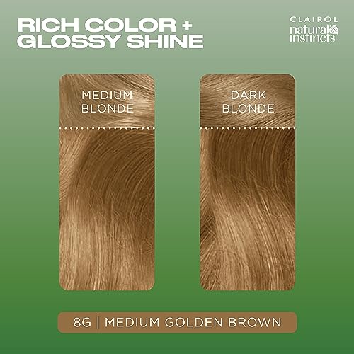 Clairol Natural Instincts Demi-Permanent Hair Dye, 8G Medium Golden Blonde Hair Color, Pack of 1