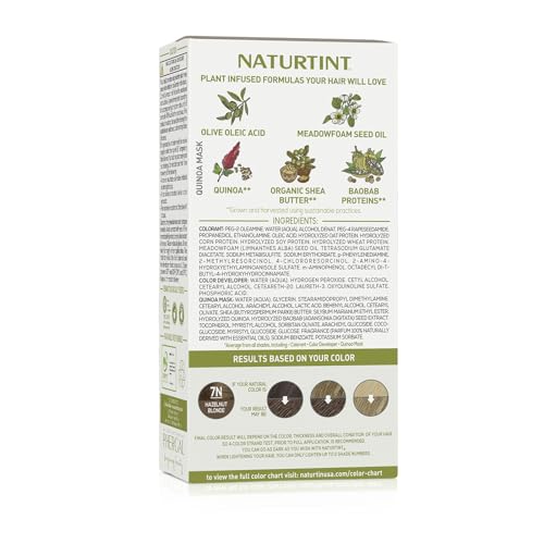 Naturtint Permanent Hair Color 7N Hazelnut Blonde (Pack of 1), Ammonia Free, Vegan, Cruelty Free, up to 100% Gray Coverage, Long Lasting Results (Packaging may vary)