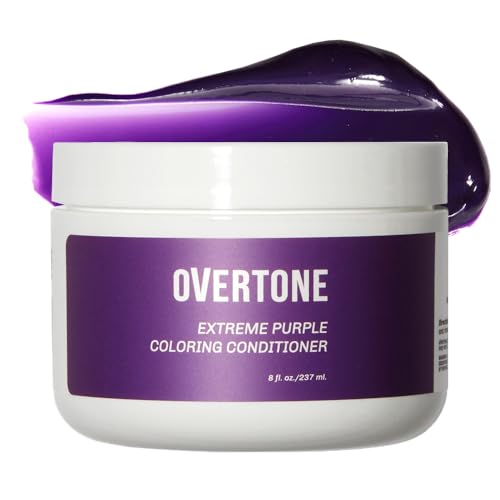oVertone Haircare Color Depositing Conditioner - 8 oz Semi Permanent Hair Color with Shea Butter & Coconut Oil - Temporary Hair Color Dye - Vegan, Cruelty-Free - Extreme Purple