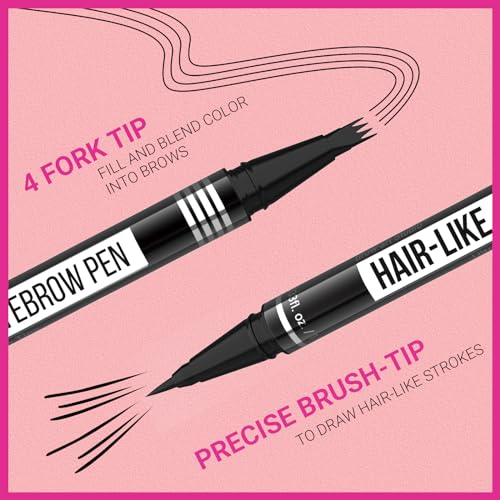 iMethod Microblading Eyebrow Pen - Eyebrow Pencil Magical 2-in-1 Dual-Ended Eye Brow Pencils for Women with 4-Fork-Tip & Precise Brush-Tip Create Natural Hair-Like Brows, Last All-Day, Dark Brown